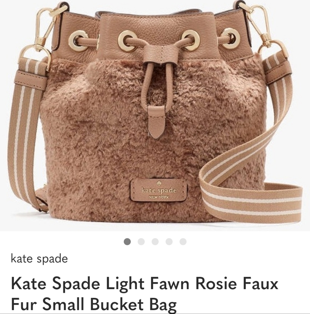 Kate Spade Beige Faux Fur Crossbody Bag